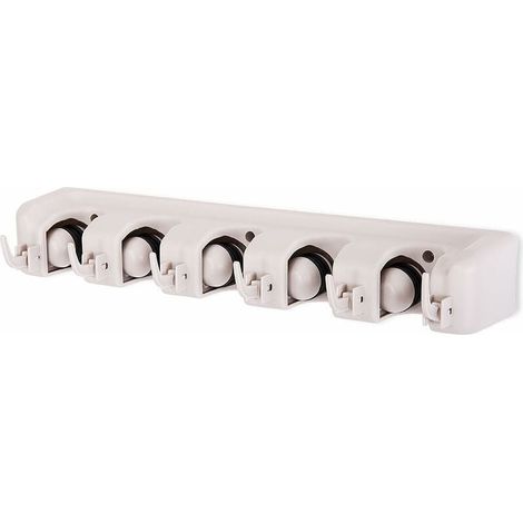 Portascope da parete Ulisem Portascope con 5 fessure e 6 ganci per riporre le scope (1/4)