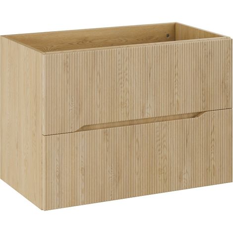 Möbelwaschtisch NATURA – 2 Schubladen – Helles Eichenholz – B80 × T45 × H57 cm – Zum Aufhängen
