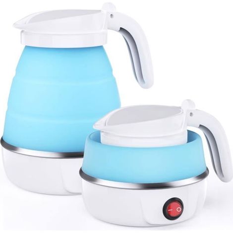 Bouilloire électrique pliable 0,6 L en silicone alimentaire - Bleu (1/4)