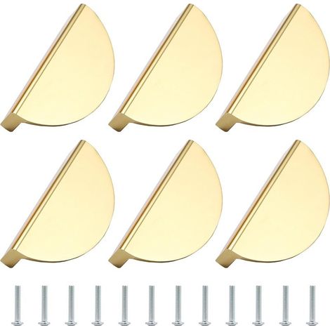 Pièces Poignées de Meubles Dorées en Demi-Lune - Aluminium Or avec Vis pour Armoire de Chevet, Cuisine, Commode (1/5)