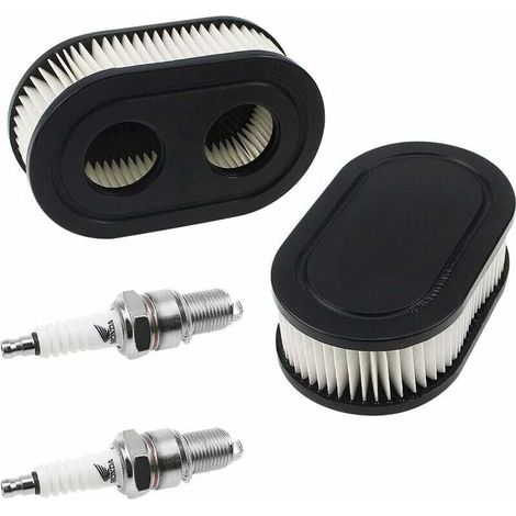 Filtre à Air pour Briggs & Stratton 798452 et 5432 Pièces de Moteur Filtre à Air pour Tondeuse à Gazon 593260 avec 2 Bougies d'allumage (1/5)