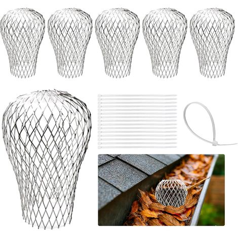 Crapaudine de Gouttière, 6 Pièces Filtre Gouttiere, Grille Gouttiere Anti Feuilles, Protege Gouttiere, Protection Gouttiere Anti Feuille pour Descentes d'eaux Pluviales d'un Diamètre de 3–15 cm (1/5)