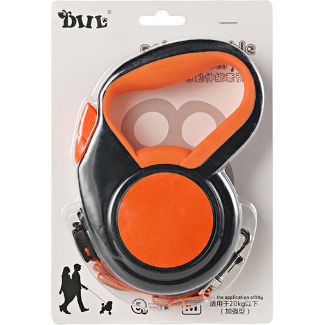 Einziehbare Hundeleine aus reflektierendem Nylon, automatisch ausziehbar, fluoreszierendes Orange, 8 m