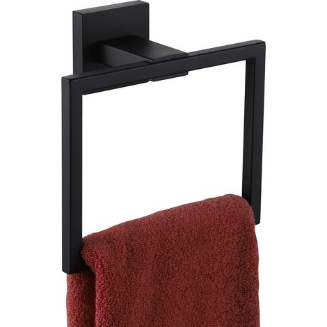 Anneau porte-serviettes, porte-serviettes de douche, support mural en acier inoxydable pour salle de bain, noir mat.