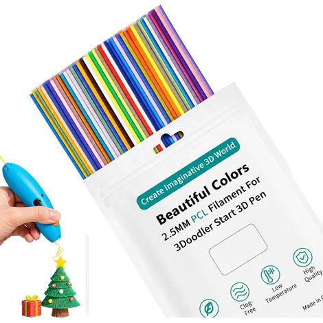 Fil Stylo 3D 110 Recharges PCL 22 Couleurs, Filament pour Stylo 3D Basse Température 3D Pen Compatible 2,5 mm Recharge 3D pour Dessin et Impression 3D (1/5)