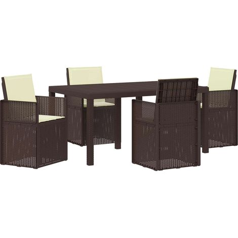 Maison Exclusive - Set da Pranzo per Giardino 5 pz Marrone e Crema PP (1/5)