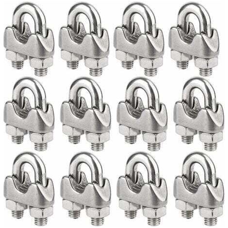 Set of 12 Stainless Steel U-bolt Cable Clamps for 5mm Diameter Wire Rope (M5) TRIMEC (1/5)
