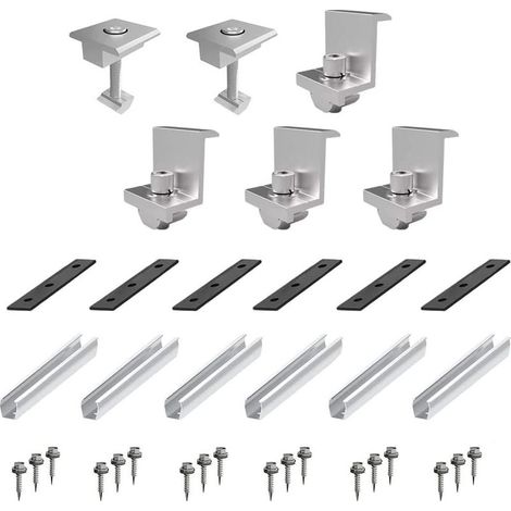 Soporte de montaje para panel solar – Aleación de aluminio AL6005-T5 – Resistente a la corrosión y a los rayos UV – Incluye 6 mini rieles y accesorios (1/5)