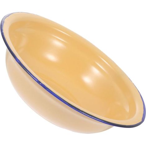 Bol en émail jaune grande capacité KICHOUSE au design rétro classique vintage , incassable et multif (1/5)