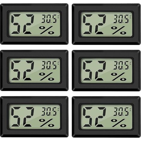 (6 PCS - A) Mini Digital LCD Thermometer Hygrometer Temperature Humidity -50-70℃ 10%-99% RH Portable Thermometer Thermo Hygrometer Indicator for Office Kitchen Humidors Incubators Reptiles (1/5)