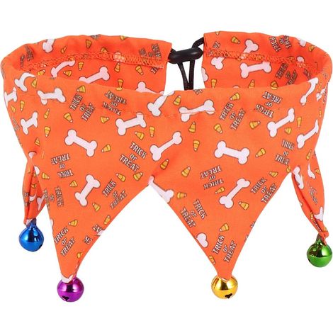 Collier d'Halloween pour Animaux de Compagnie avec Clochettes Réglables pour Chiens et Chats (Collier Orange 20-39cm) Décorations d'Halloween (1/2)