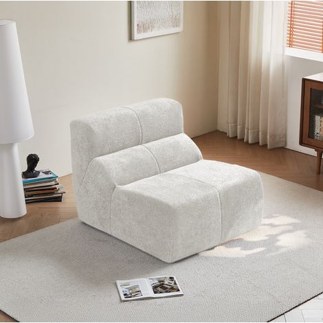 Poltrona lounge 94x110x79 cm bianca in velluto con schiuma ad alta densità e design ergonomico (1/5)