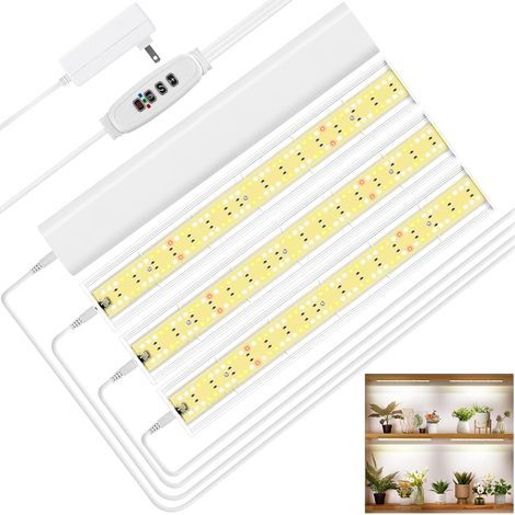 LED-Pflanzenlampe, Vollspektrum 3000 K, LED-Lichtleisten für Zimmerpflanzen, LED-Pflanzenlampe für Hydrokultur-Gewächshäuser, 33 cm, 4 Leuchten (1/5)