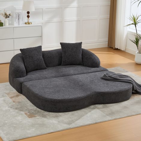 Schlafsofa 157x84x65 cm dunkelgrau Chenille 2-in-1 klappbar ohne Montage (1/5)
