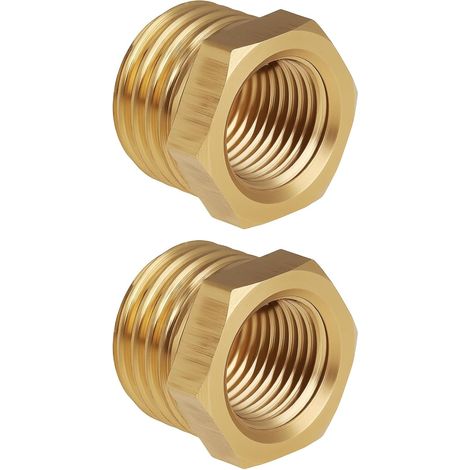 Store Lot de 2 adaptateurs réducteurs en laiton M14 x 1,5 mâle vers M10 x 1 femelle pour tuyaux de plomberie (1/5)