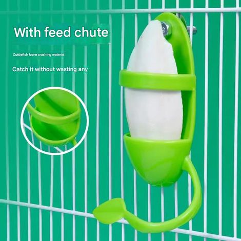 2Pcs Support pour os de seiche Oiseaux avec perchoir, mangeoire à Oiseaux pour mil/Fruits/légumes (1/3)