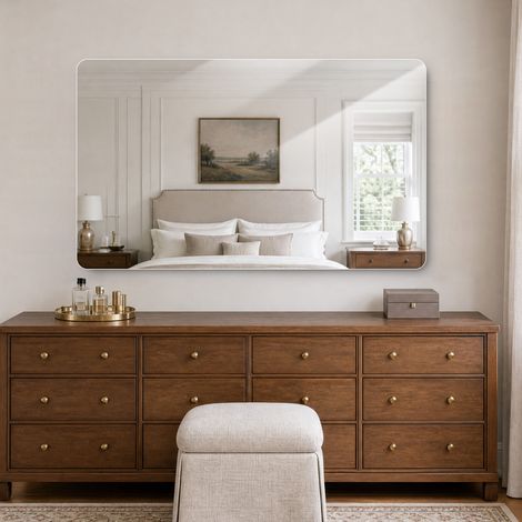 Miroir de salle de bain mural sans cadre R50 60x100 cm verre argenté 5 mm pose horizontale ou verticale (1/5)