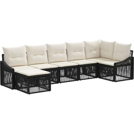 Gartensofa-set 7 pcs Schwarz Poly-Rattan vidaXL