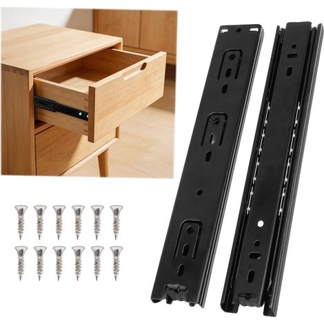 2 Pièces Glissiere Pour Tiroir Charge Lourde, Rail Tiroir Coulissant, Coulisse de Tiroir Sortie Totale Rail Coulissant Glissière a Bille Capacité de Charge 45kg pour Armoires (1/5)