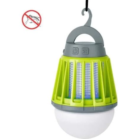 Lampe Anti Moustique Camping, IPX6 Étanche 2 en 1 Lampe Anti Moustique Extérieur avec 2000mAh Batterie, 3 Luminosité Modes (1/4)