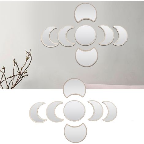 (Miroir lune en acrylique avec cadre, décor de fond pour canapé ou salon) (1/5)