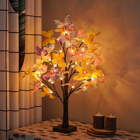 Arbre Lumineux LED Papillon - Arbre Artificiel en Bouleau Blanc - 60 cm - Lumière Chaude - Décoration Intérieure pour Mariage et Printemps (1/5)