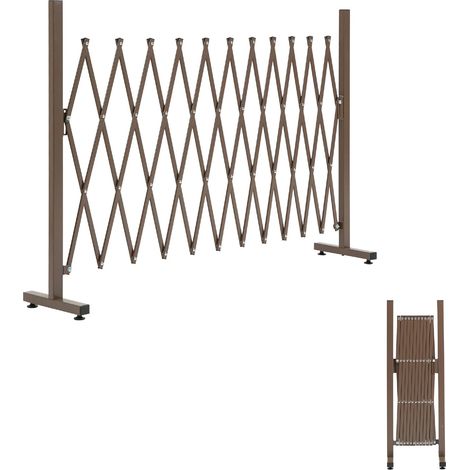 Barrière extensible Barrière extensible de 35 à 300 cm, idéale pour le jardin, en aluminium, marron, H 103,5 cm (1/5)