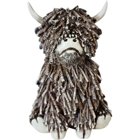 Dekofigur Hochlandrind sitzend 18 cm braun Dekofigur