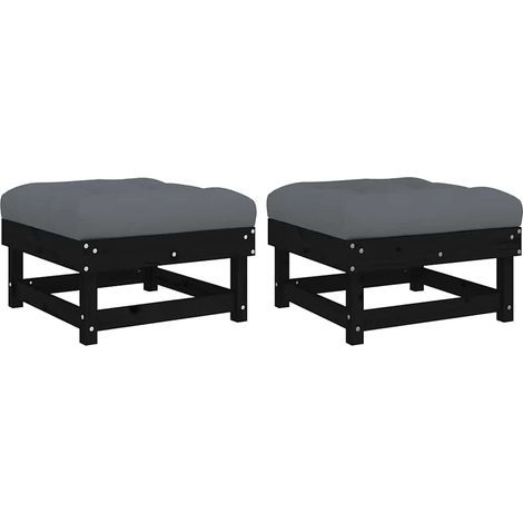 Maison Exclusive - Poggiapiedi Giardino con Cuscini 2pz Legno Massello Pino Nero