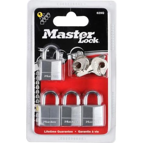 Master Lock 629EURQ Envase de 4 Candados Marinos a Llave, Grigio, 3,4 x 2 x 1 cm