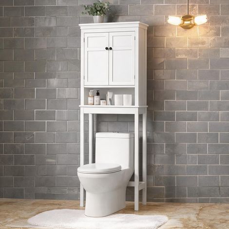 Colonne de salle de bain blanche en MDF 70 x 20 x 175 cm 2 portes (1/5)