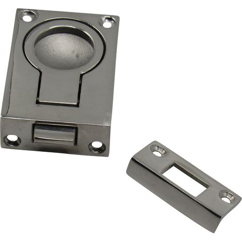 Flush Lifting Ring Pull Handle with Catch 60MM x 40MM (Stainless Steel Recessed Deck Hatch Cabinet)