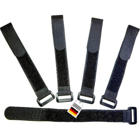 5x bande toison et crochet 60cm avec boucle, noir, 20mm de largeur, Sangle auto-agrippant, attache-câble réutilisable en nylon KSE6005 (1/5)