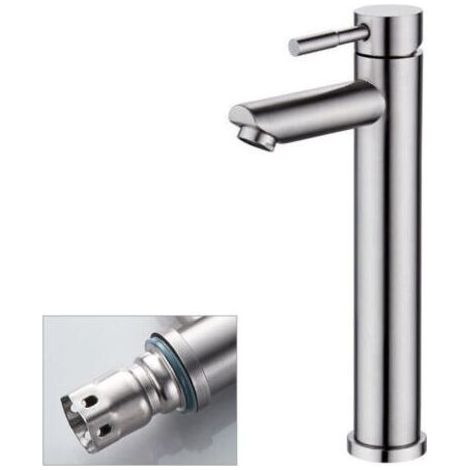 Robinet de salle de bain Robinet de lavabo en acier inoxydable Robinet de lavabo anticalcaire, rehaussé (1/4)