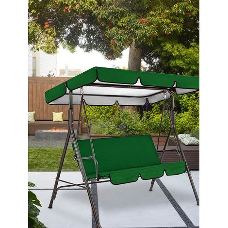 Toile de protection pour balancelle en tissu Oxford 190T imperméable, pare-soleil pour balançoire extérieure, terrasse ou cour, verte (1/5)