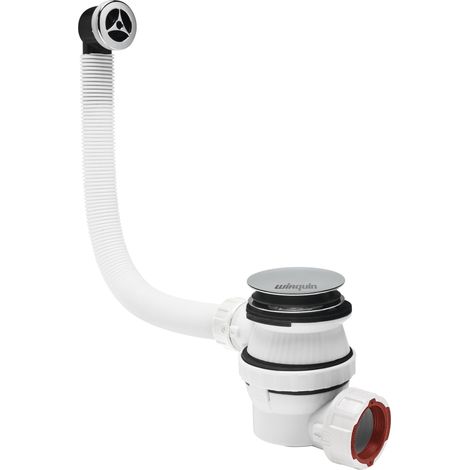 Ensemble bonde et siphon de lavao Nano 6.7 ultra-compact Quick Clac avec trop-plein extérieur, Wirquin 30723975, blanc (1/4)