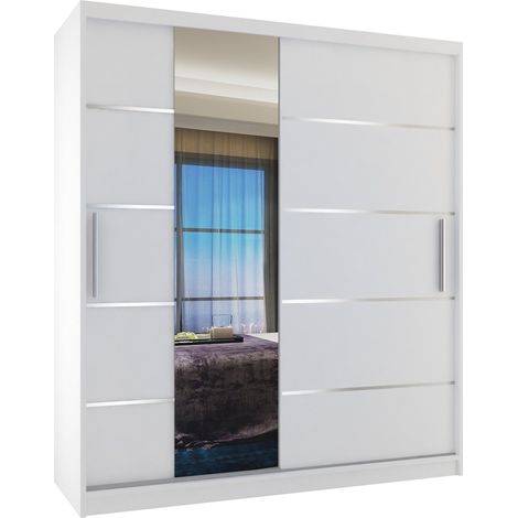 Schiebeschrank Belini 133 cm Mit Schubladen mit Spiegel weiß matt Hersteller (1/3)