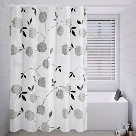 (180x200CM) Rideau de Douche Motif de Fleurs Extra Large Large Rideau de Salle de Bain Goutte Rideau de Douche Imperméable et Anti moisissure, PEVA Rideau de Salle de Bain (1/5)