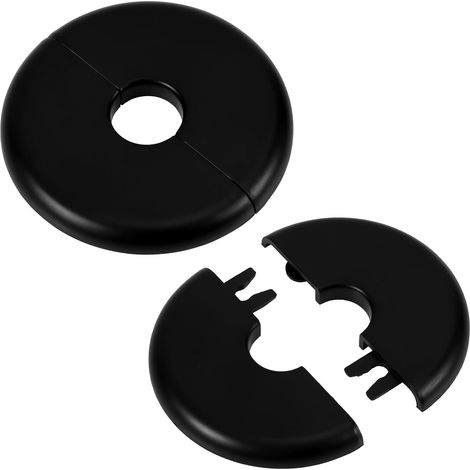 2pcs Brides Murales Fendues, Plaque d'Écusson Ronde en ABS Plaques de Recouvrement de Plomberie pour Diamètre de 23mm Accessoires de Décoration de Robinet de Tuyau (Noir) (1/5)