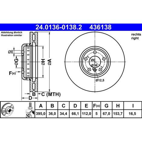 Disque de frein ATE 24.0136-0138.2 BMW 34 10 6 887 398 34 11 6 860 920