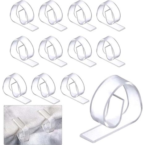 12 pinces à nappe en plastique transparent, adaptées aux tables de moins de 4 cm d'épaisseur, idéales pour les fêtes, les jardins, etc. (1/5)