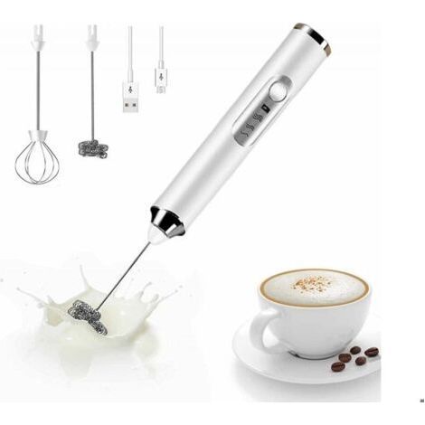 Mousseur à lait électrique, bâton de mousseur à lait pratique rechargeable par USB, fouet mobile 3 vitesses réglables pour café (1/5)