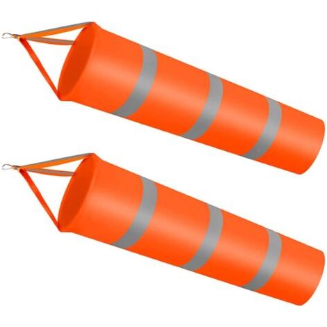 Lot de 2 manches à air orange, manches à air réfléchissantes orange, manches à air anti-déchirure pour la météorologie, l'agriculture, l'exploration pétrolière et d'autres industries (orange) (1/5)