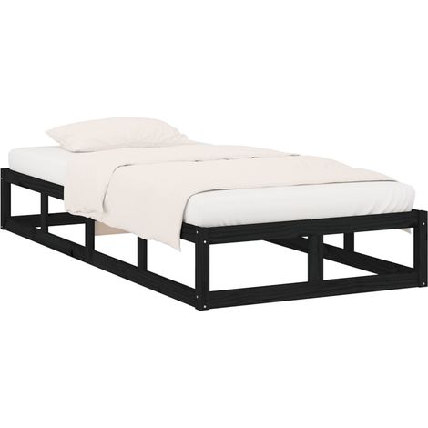 Bed Frame without Mattress Black 90x200 cm Solid Wood vidaXL