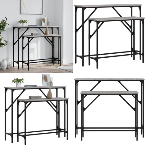 Tables console 2 pcs sonoma gris bois d'ingénierie - Table Basse - Meuble D'entrée - Table D'appoint - Table Console - Design Industriel - Home & Living (1/5)