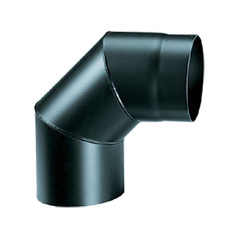 Coude a' 90o pour chemine'es   13 cm en acier aluminise' noir e'paisseur 2 mm tempe'rature maximum 400o pour usage inte'rieur