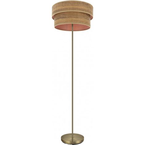 Piedi Salon Double Smile 1xe27 Pelle/Legno Scuro 162x40x40 Cm