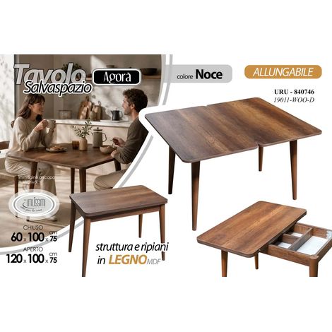 Mesa extensible 120x100x75 color nogal