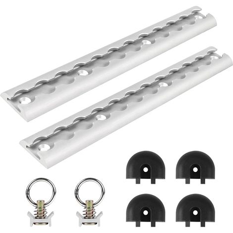 2pcs 30cm Rail D'arrimage Rond en Aluminium Rails Aero Argent, Anodisé Kit de Démarrage Rails D'aviation avec Anneau Arrimage & Embouts, Rail Aeronautique avec Trous pour Remorques Camions (1/5)