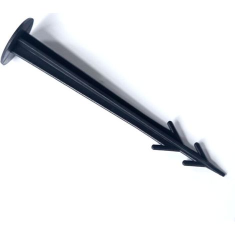 Piquets de fixation sol en plastique, lot de 200, clous, sardines, jardin, tente, fixation terre 11,5 cm, noir (1/4)